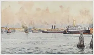 Early 20th Century Shipping Drucke: Brisbane Harbour