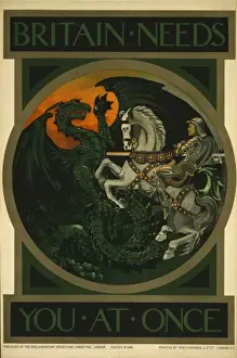 WWI Recruitment Posters Drucke: Britain needs you at once