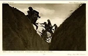 Britische Infanterie übt einen Angriff durch, Erster Weltkrieg