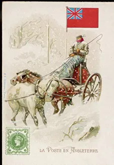 Snowy Countryside Scene Drucke: British Postman in Snow