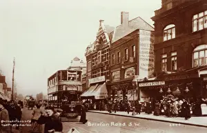 Drucke von Ein Straßenbahnwagen auf der Brixton Road, Datum ca. 1900 Straßenbahnen Drucke: Brixtonsche Straße