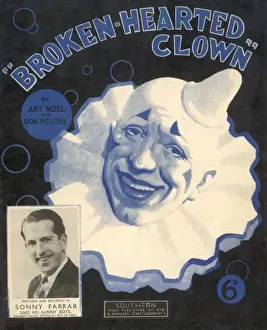 Vintage Music Illustrations Drucke: Broken Hearted Clown