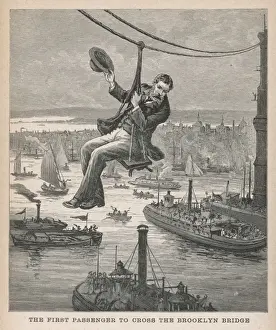 Brooklyn Bridge Construction Drucke: Brooklyn Bridge 1876