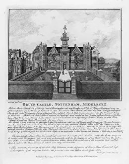 Drucke von Ein Elisabethanisches Herrenhaus im Lordship-Lane-Tottenham zugehörig zur Familie von Bruce: viel verändert während seiner Geschichte; aber leider noch heute als Museum existiert Elisabethanische Architektur Drucke: Das Bruce Schloss, 1656