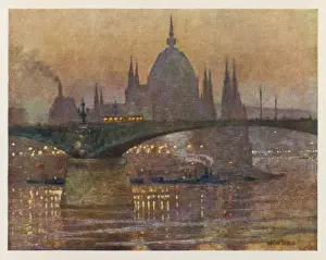 Danube River Views Drucke: Budapest at Nightfall