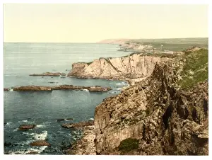 Old Photographs Of Cornwall Drucke: Bude, the coast looking N. E. Cornwall, England