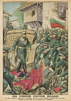 Drucke von Wenn seine Truppen Mustapha-Pascha von den Türken nehmen, tritt Zar Ferdinand die Feindesflaggen nieder und der Name des Dorfes wird in - raten Sie mal ? - Ferdinandovo geändert Bulgarien Drucke: Bulgarien / Schwert Custom