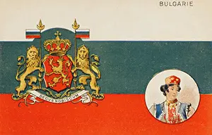 Drucke von Die bulgarische Flagge und Wappen Bulgarien Drucke: Die bulgarische Flagge und Wappen