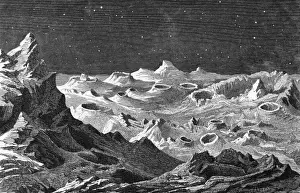 Drucke von Die Krater von ausgestorbenen Vulkanen bezeugen die gewaltsame Vergangenheit des Mondes. Datum: um 1880 Erforschung Des Weltraums Drucke: Rücksichtsloses Mondlandschaft