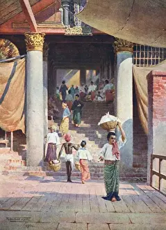 Burma Architecture Drucke: Burma / Rangoon / Pagoda