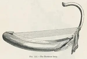 19th Century Music History Drucke: Burmese Harp