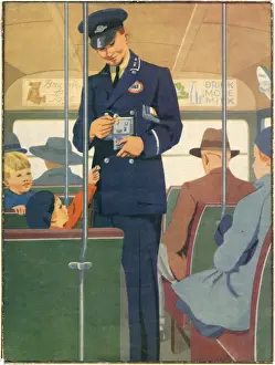 Verkehrsbuchhalter auf einem Bus