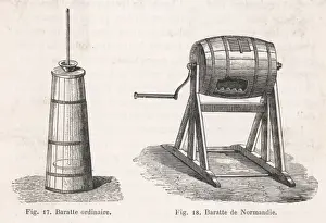 Vintage Dairy Equipment Drucke: Butter Churns