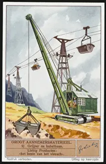 Construction Machinery Drucke: Cable Railway on Site