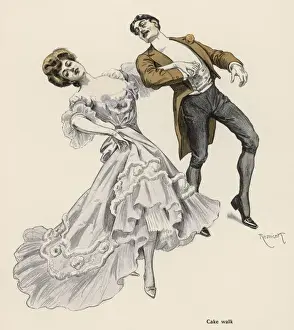Vintage German Art Drucke: Cake Walk, Reznicek