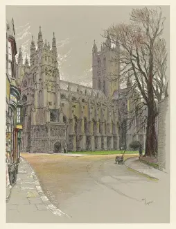 Drucke von Kanturkathedrale in Kent Die Kathedrale Von Canterbury, Die Abtei St. Augustinus Und Die Kirche St. Martin. Drucke: Kanturbai Dom