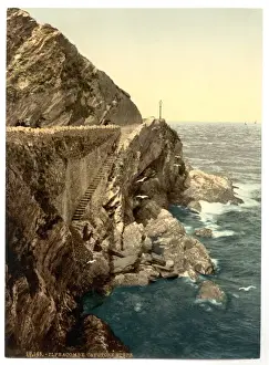 Nineteenth Century English History Drucke: Capstone steps, Ilfracombe, England