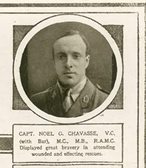 Drucke von Kapitän Noel G. Chavasse war Sanitätsleutnant der 1/10 Bataillon des Königlich Liverpool Regiment während Erster Weltkrieg und ist die einzige Person Erster Weltkrieg Drucke: Kapitänleutnant Noel Godfrey Chavasse, VC
