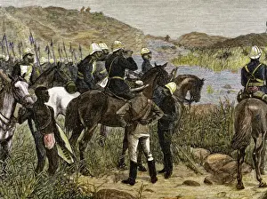 Capture of Cetshwayo. Colored engraving of Spanish and Ameri