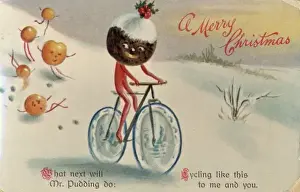 Vintage Cycling Art Drucke: Card; Cycling Pudding