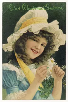 Vintage Floral Art Drucke: Card with Daisies