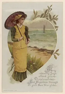 Woman At The Beach Drucke: Card - by the Sea