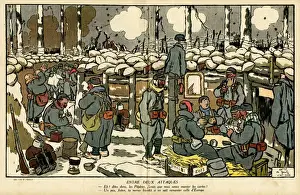 Western Front Trench Life Drucke: Cartoon, Between two attacks, WW1
