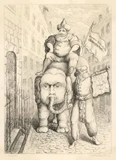 British History Prints Online Drucke: Cartoon / Fox on Elephant