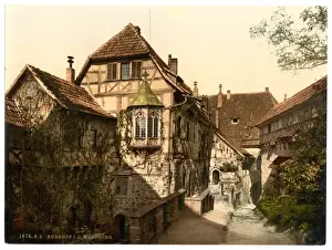 Drucke von Schlosshof der Burg Wartburg in Thüringen, Deutschland um die Jahrhundertwende (ca. 1890-1900) Schloss Drucke: Schlossgarten der Burg Wartburg in Thüringen Deutschland