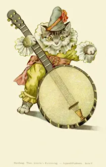 Katze spielt Banjo
