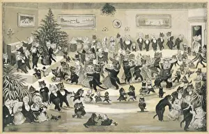 Ein Katzen-Weihnachts-Tanz von Louis Wain