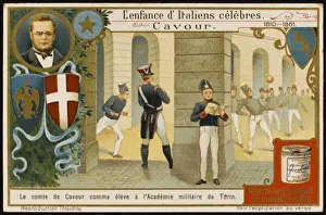 19th Century Military Art Drucke: Cavour as a Cadet