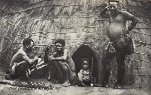 Traditional African Hut Drucke: Cetewayo - King of the Zulus