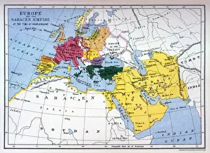 Historical Maps Of Europe Drucke: Charlemagne Era Map