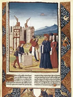 Zeichnung Drucke: Karls der Großen Besuch bei den Bauarbeiten von