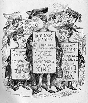 Victorian Actor Drucke: Charles Harcourt and others with placards