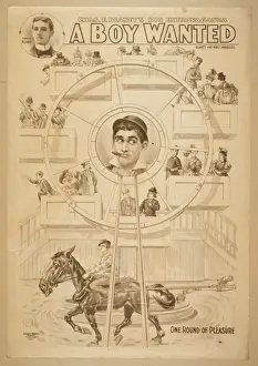 Antique Advertising Art Drucke: Chas. E. Blaneys big extravaganza, A boy wanted