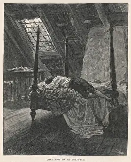 English Literature Figures Drucke: Chatterton Deathbed