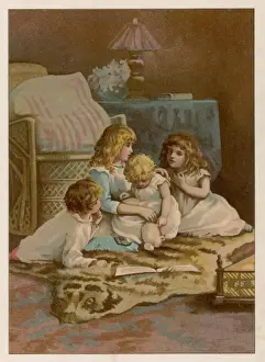 Cozy Family Moment Drucke: Children at Fireside