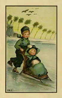 Zwei Kinder auf dem Eis