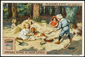Childhood Nostalgia Photography Drucke: Children in Sand Pit