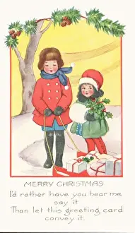 Zwei Kinder im Schnee sind