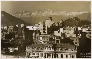 Andes Mountain Range View Drucke: Chile - Santiago - Partial view over the rooftops