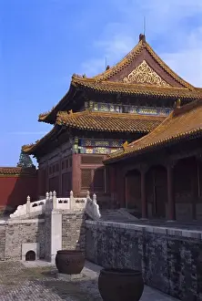Chinesisch Drucke: China, Peking, Peking, Verbotenes Palast - Halle
