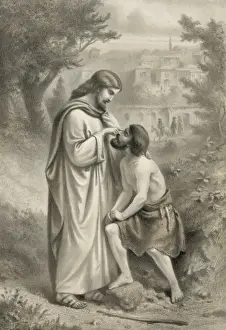 Christian Art Prints Online Drucke: Christ restoring sight to the blind man