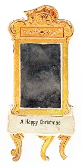 Late 19th Century Greeting Cards Drucke: Christmas card in the shape of a dressing table
