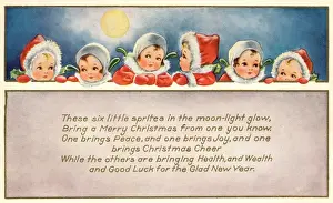 Snowy Christmas Scene Drucke: Christmas sprites