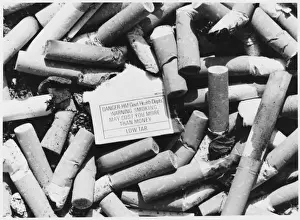 Cigarette Butts In Ashtray Drucke: Cigarettes in Ashtray
