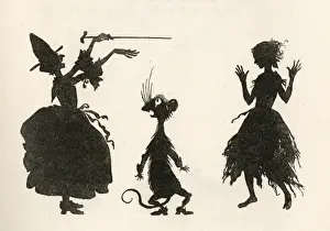 Drucke von Cinderella, auch bekannt als Ella, ist schockiert wenn ihre Fee mit ihrer Zauberschnur über einen Rattenwurm schwingt und ihn zu einem Kutscher verwandelt. Datum: 1919 Arthur Rackham Drucke: Cinderella von Arthur Rackham