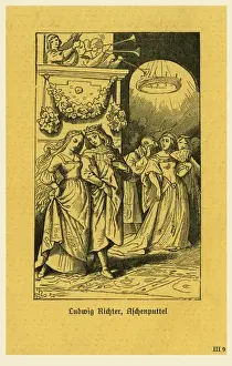 Historical Fairy Tale Art Drucke: Cinderella at the ball